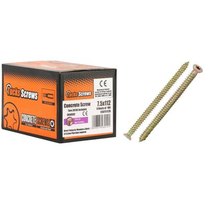 Tucks 7.5x102mm Concrete Screw 100PC 6mm Pilot (Carton Qty: 8 boxes) Tucks 7.5x102mm Concrete Screw 100PC 6mm Pilot (Carton Qty: 8 boxes)