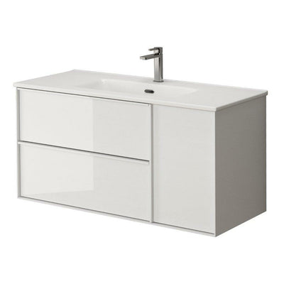 2 Drawer/1 Door Wall Hung Unit Gloss White - 100cm - (Exc Basin)