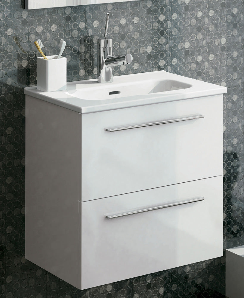 Paris 50cm Gloss White Wall Hung 2 Drawe