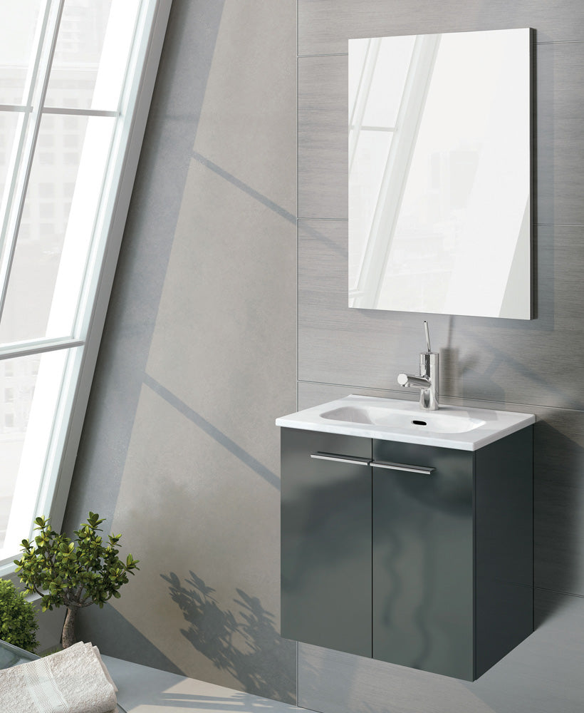 Paris 50cm Gloss Grey Wall Hung 2 Door V