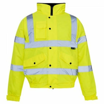 Hi-Vis Reflective Bomber Jacket Yellow - M