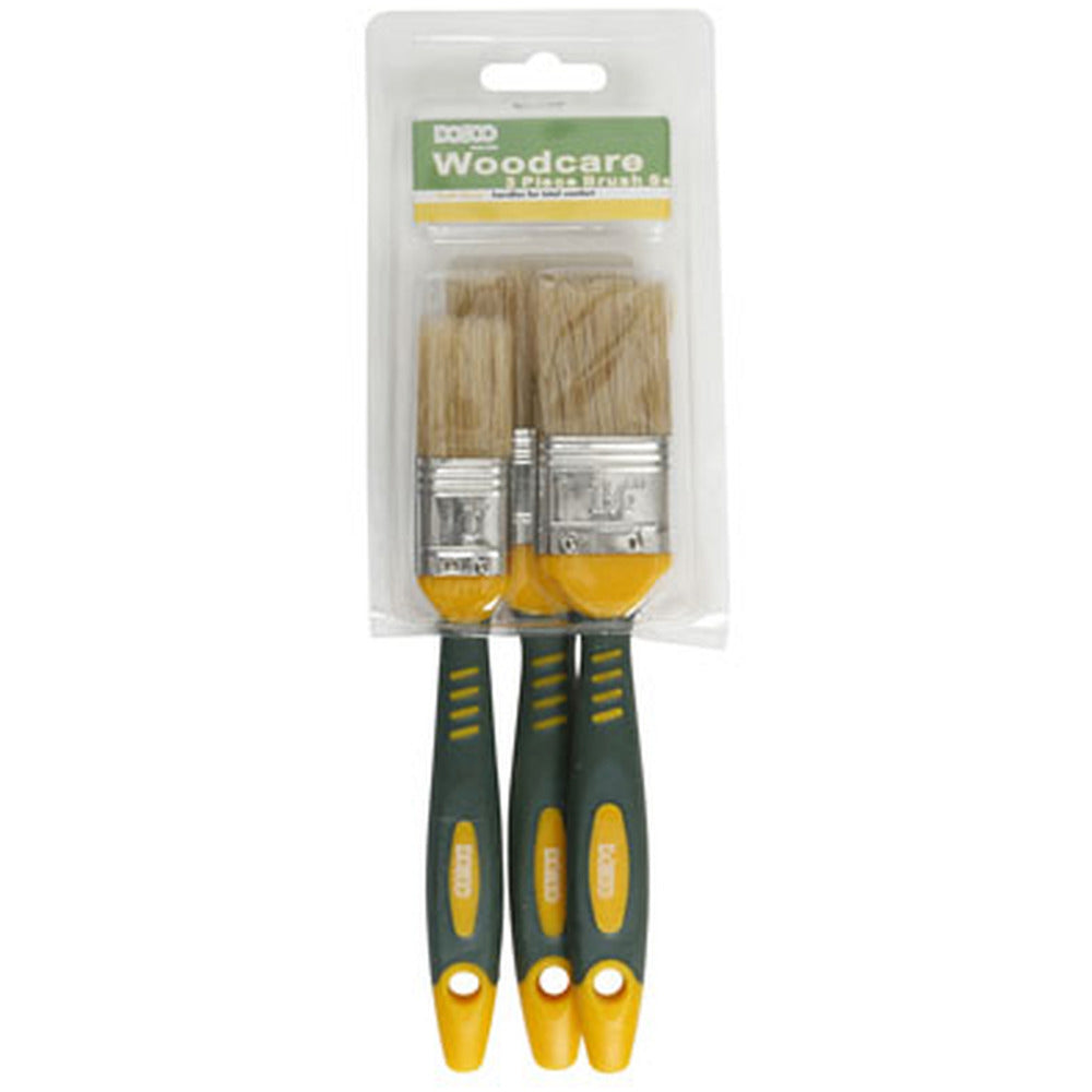 Dosco - Woodcare 3 Piece Brush Set Soft grip Pure Bristle