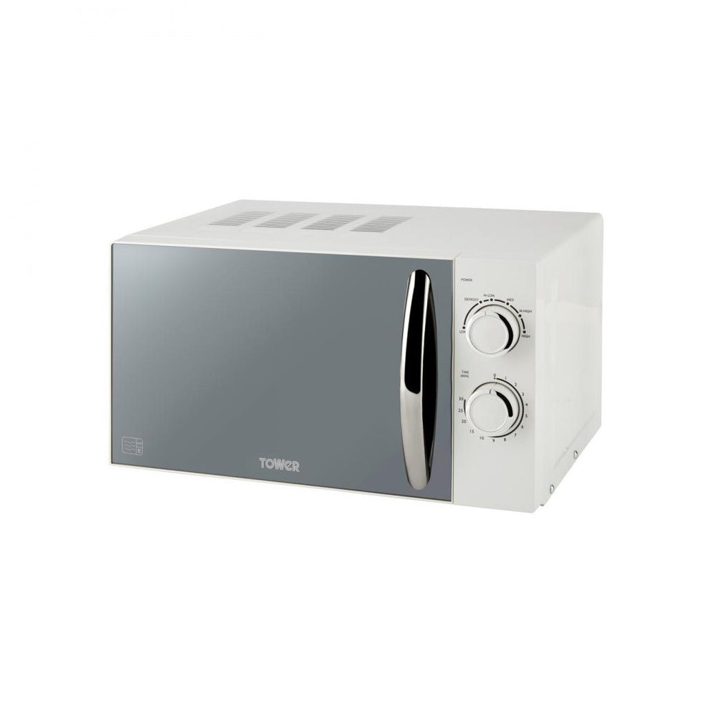 Tower - Microwave with Mirror Door White 800w - 20ltr