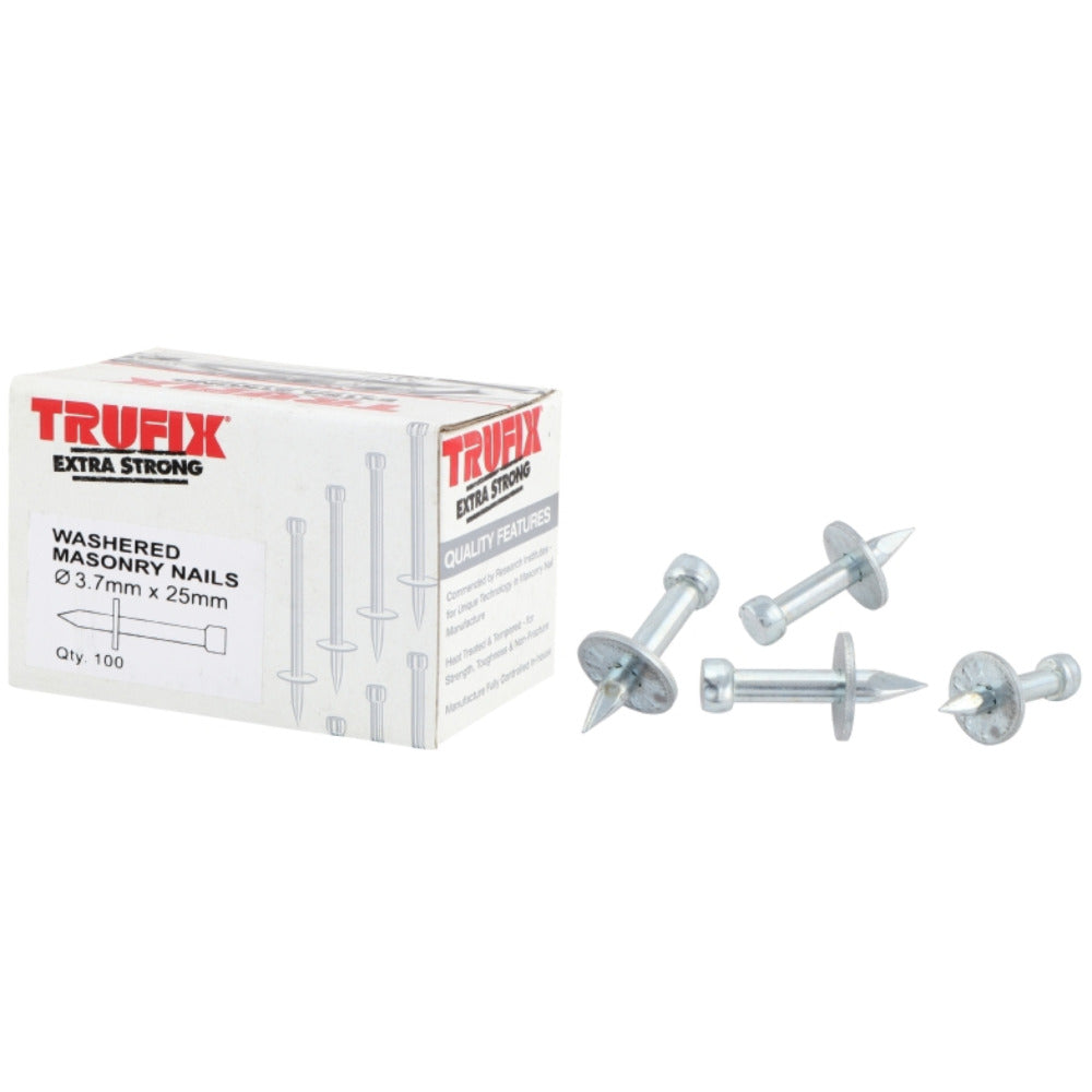 Trufix Washered Masonry Nail 100PC (Carton Qty: 50 boxes) - 3.7x35mm