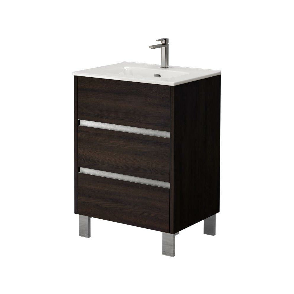 3 Drawer Floor Standing Unit Wenge - 60cm - (Exc Basin)