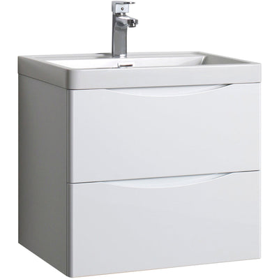 Wall Hung 2 Drawer Vanity Unit & Basin G/White - 60cm