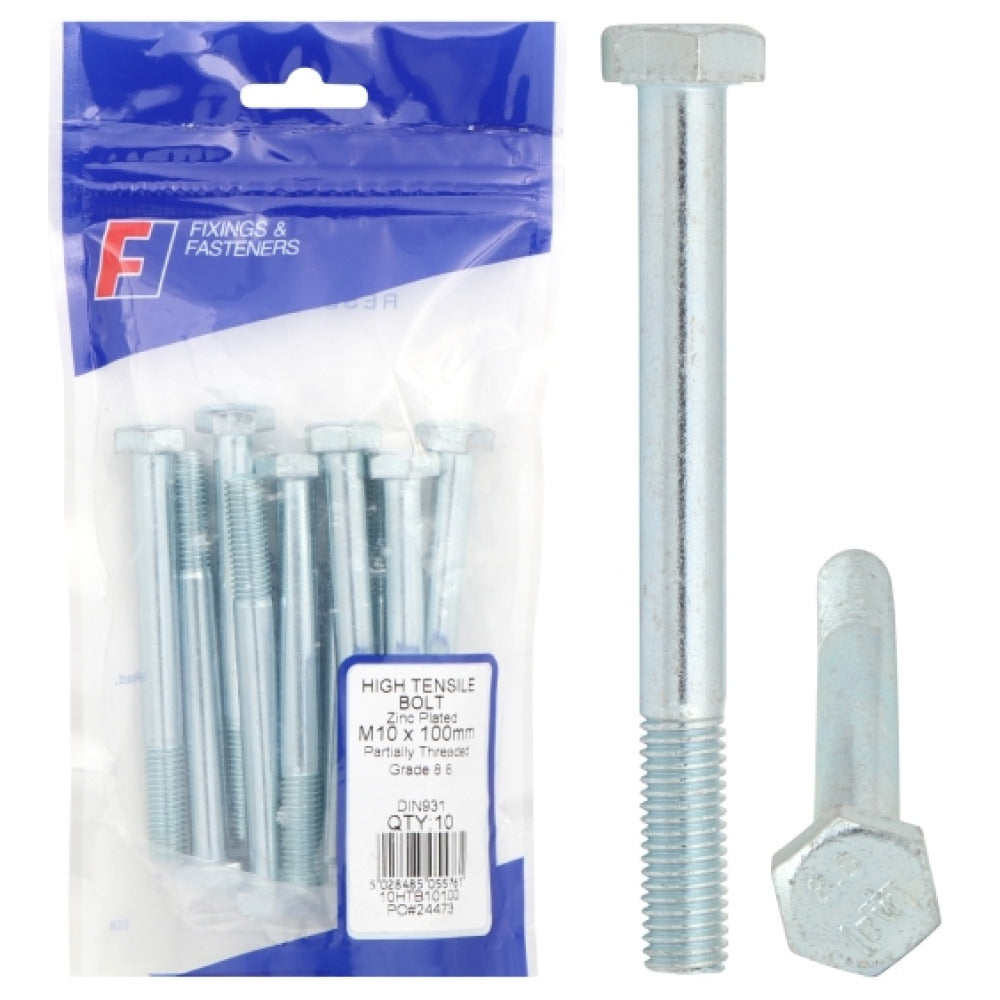 ForgeFix Prepack High Tensile Bolt Bright Zinc Plated M12x110mm (Bag5)