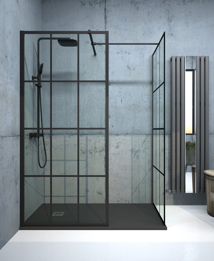Aspect black trellis wetroom panel 700
