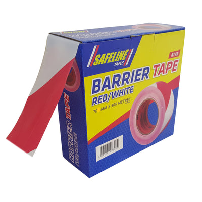 WARNING TAPE RED/WHITE 500M RL