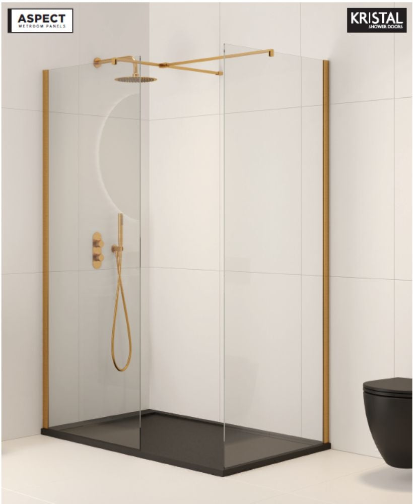 Aspect 800mm Wetroom Panel - Brushed Gol