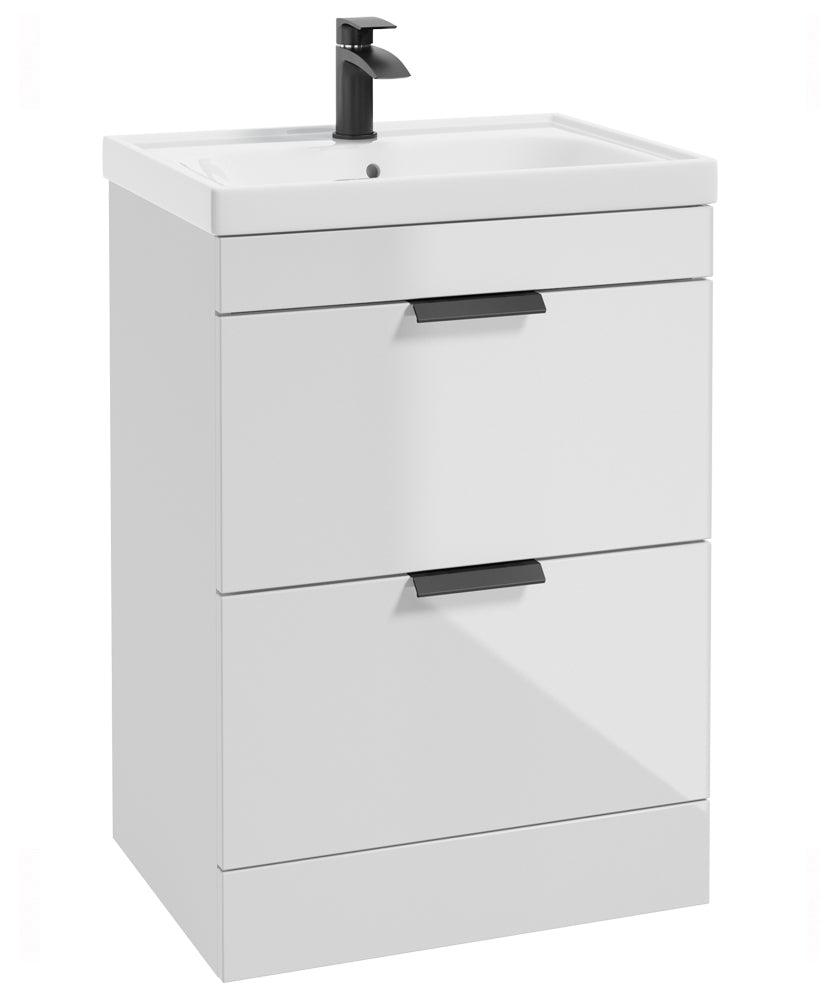 Stockholm Gloss White 60cm 2 Drawer Floo