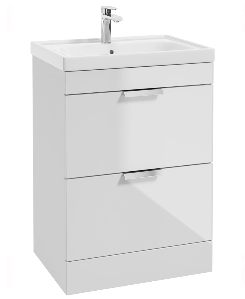 Stockholm Gloss White 60cm 2 Drawer Floo