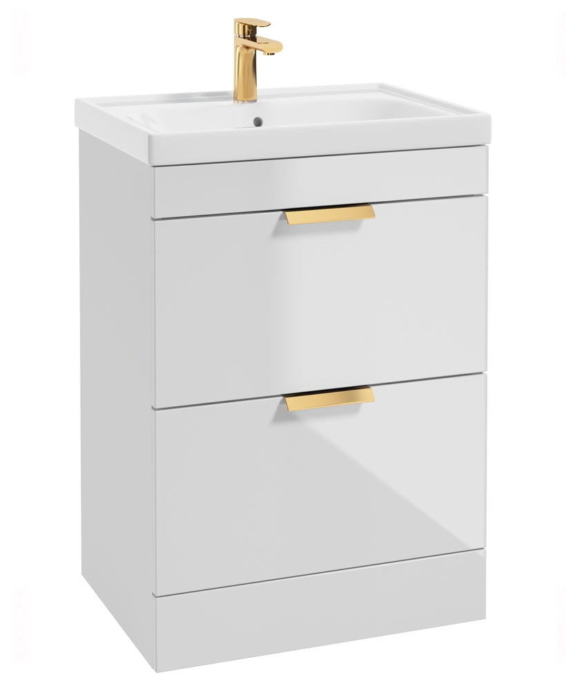 Stockholm Gloss White 60cm 2 Drawer Floo