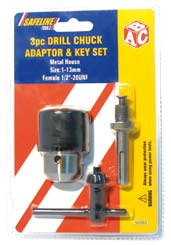 3pc DRILL CHUCK ADAPTOR & KEY SET