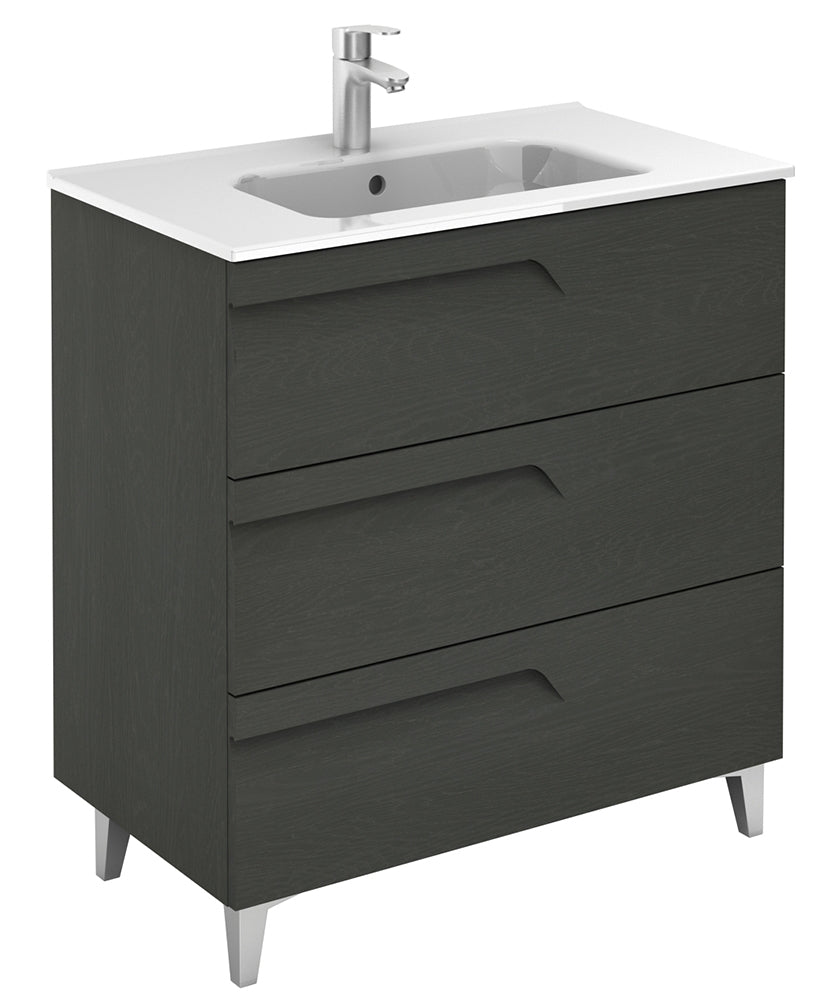 Brava Nature Grey 3 Drawer 80cm Vanity U