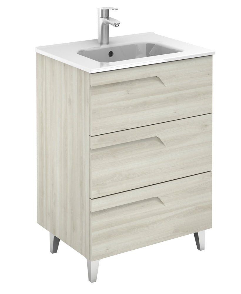 Brava Nature White 3 Drawer 60cm Vanity