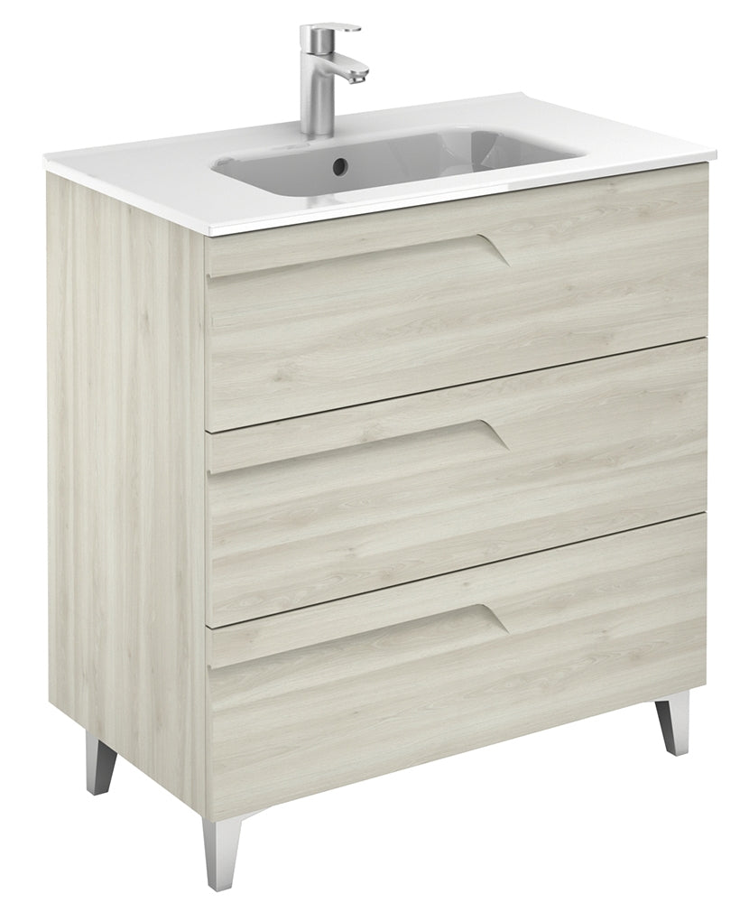 Brava Nature White 3 Drawer 80cm Vanity