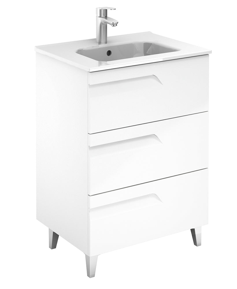 Brava Gloss White 3 Drawer 60cm Vanity U