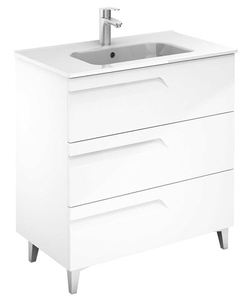 Brava Gloss White 3 Drawer 80cm Vanity U