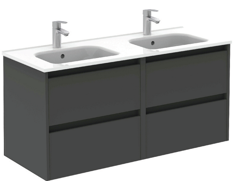 Smart Gloss Grey 4 Drawer 120cm Vanity U