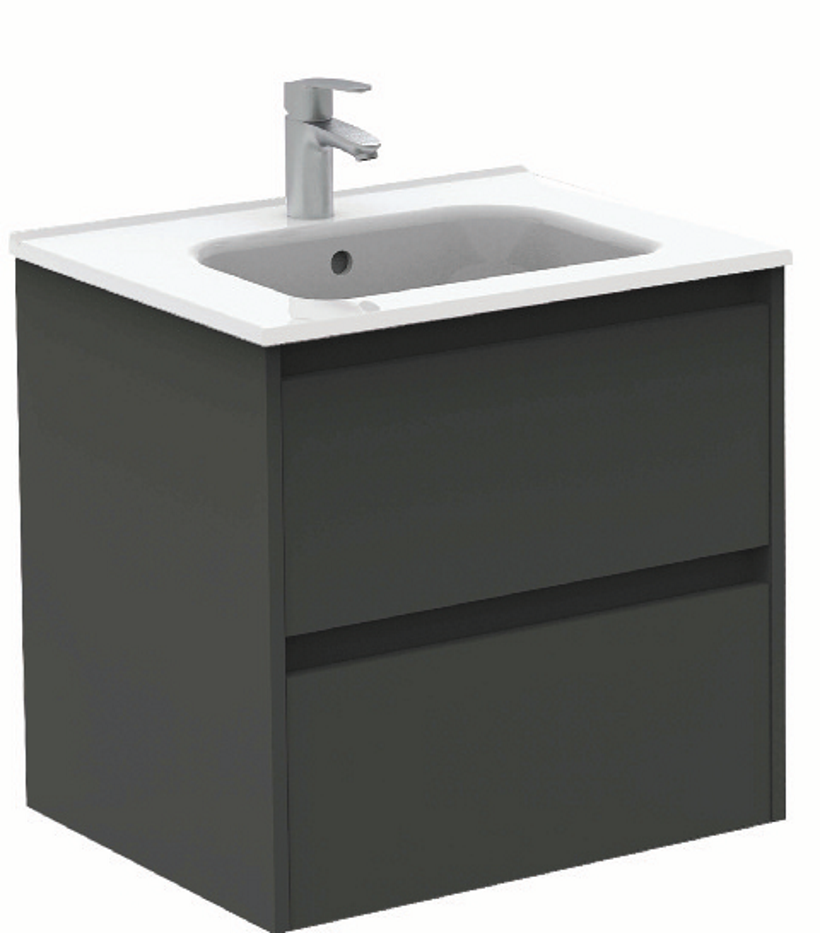 Smart Gloss Grey 2 Drawer 60cm Vanity Un