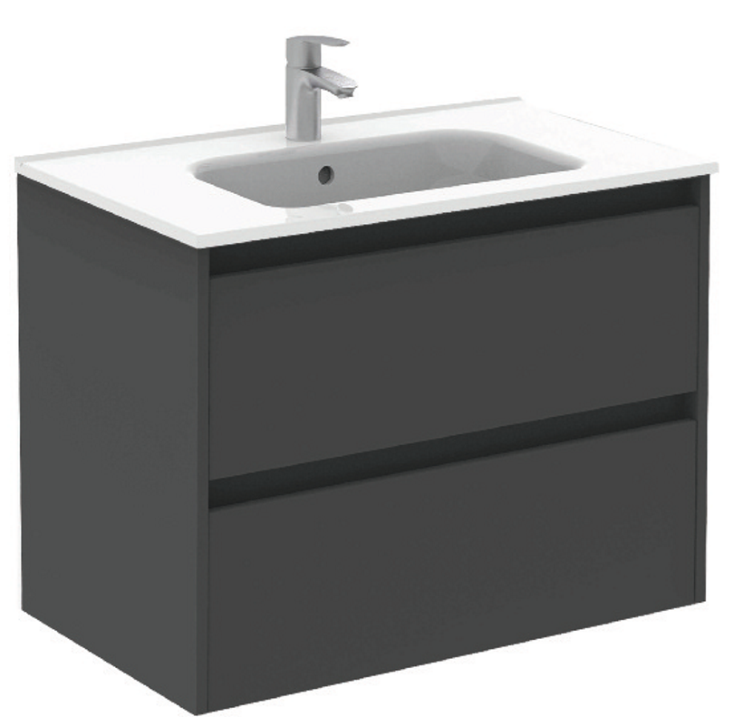 Smart Gloss Grey 2 Drawer 80cm Vanity Un