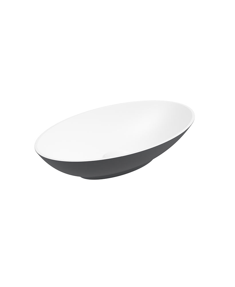 Skal Oval Wash Basin 600x350 White - Mid