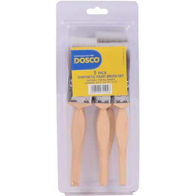 Dosco - 5 Pack Synthetic Paint Brush Set