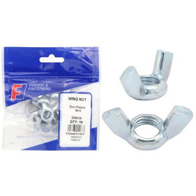 ForgeFix Prepack Wing Nut Zinc Plated M12 (Bag10)