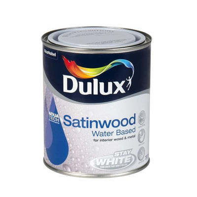 DULUX WATERBASE SATINWOOD WHITE 750ML