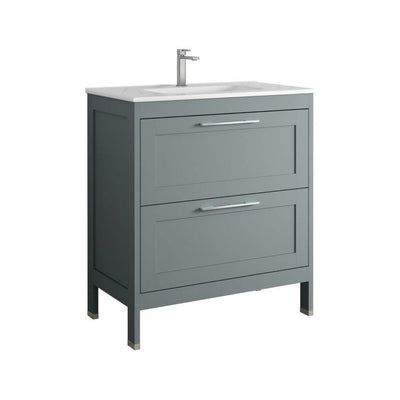 2 Drawer Floor Standing Unit Matt Grey - 80cm - (Exc Basin)