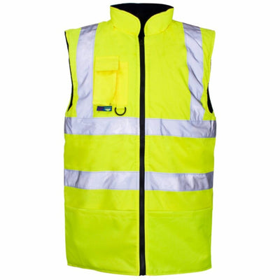 Hi-Vis Reversible Fleece-Lined Bodywarmer Yellow - XL